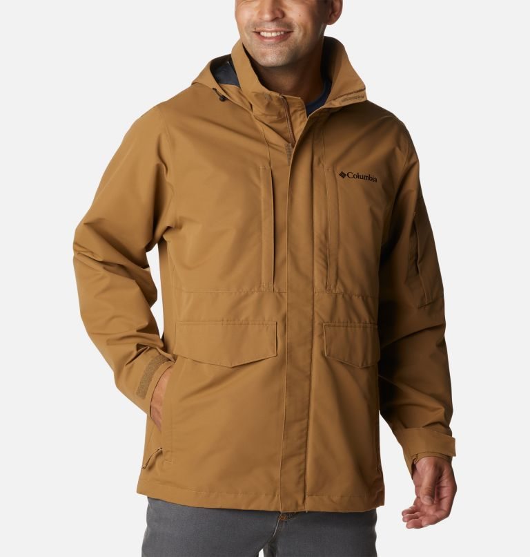 Men\'s Columbia Big Spring Rain Jackets Brown | CA-Q35A8