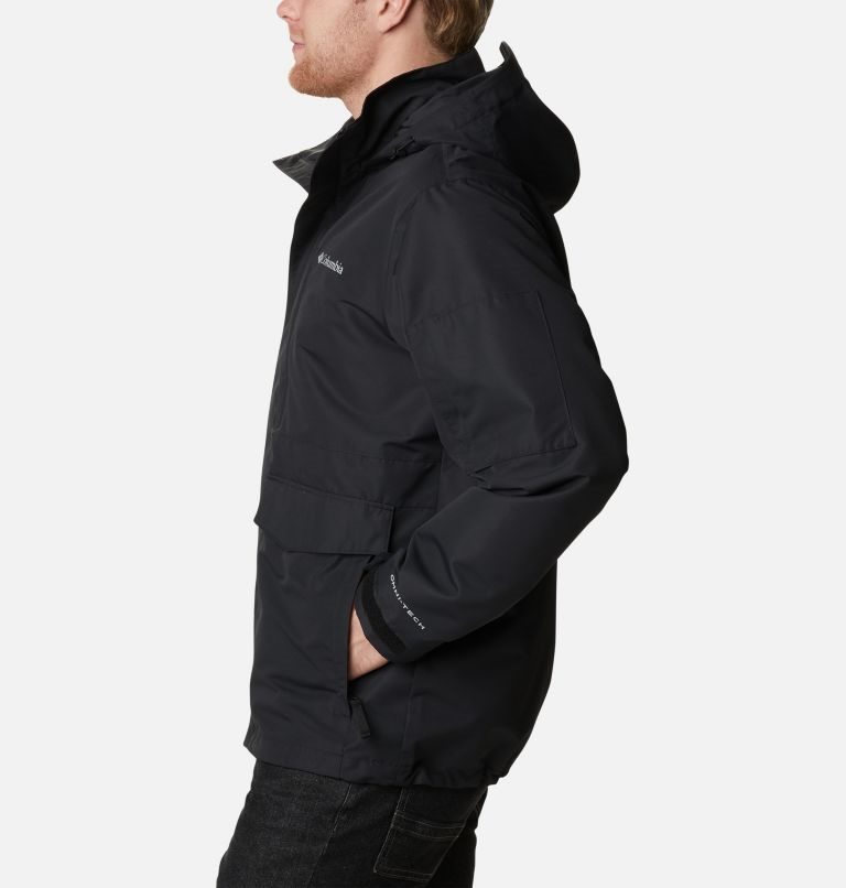 Men's Columbia Big Spring Rain Jackets Black | CA-U5403