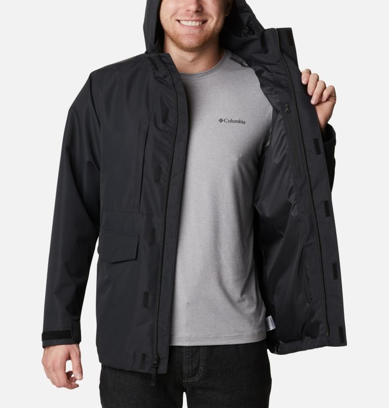 Men's Columbia Big Spring Rain Jackets Black | CA-U5403