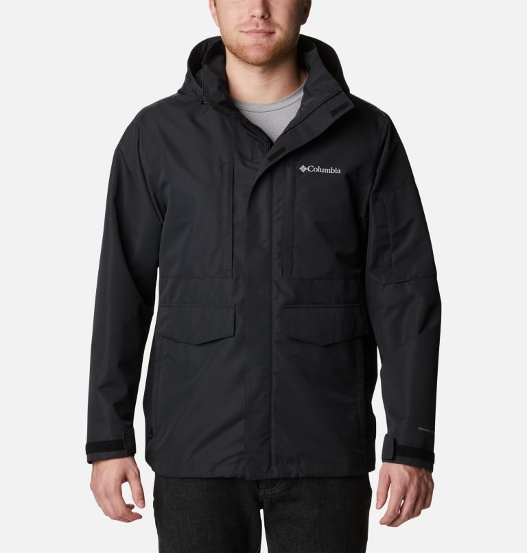 Men's Columbia Big Spring Rain Jackets Black | CA-U5403