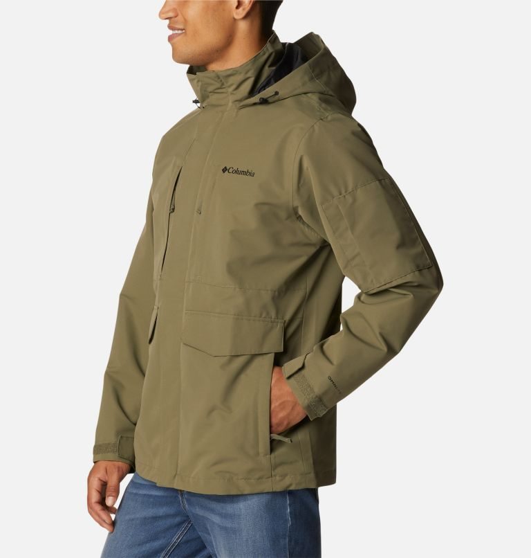Men's Columbia Big Spring Rain Jackets Olive | CA-C0L63