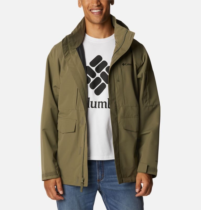 Men's Columbia Big Spring Rain Jackets Olive | CA-C0L63