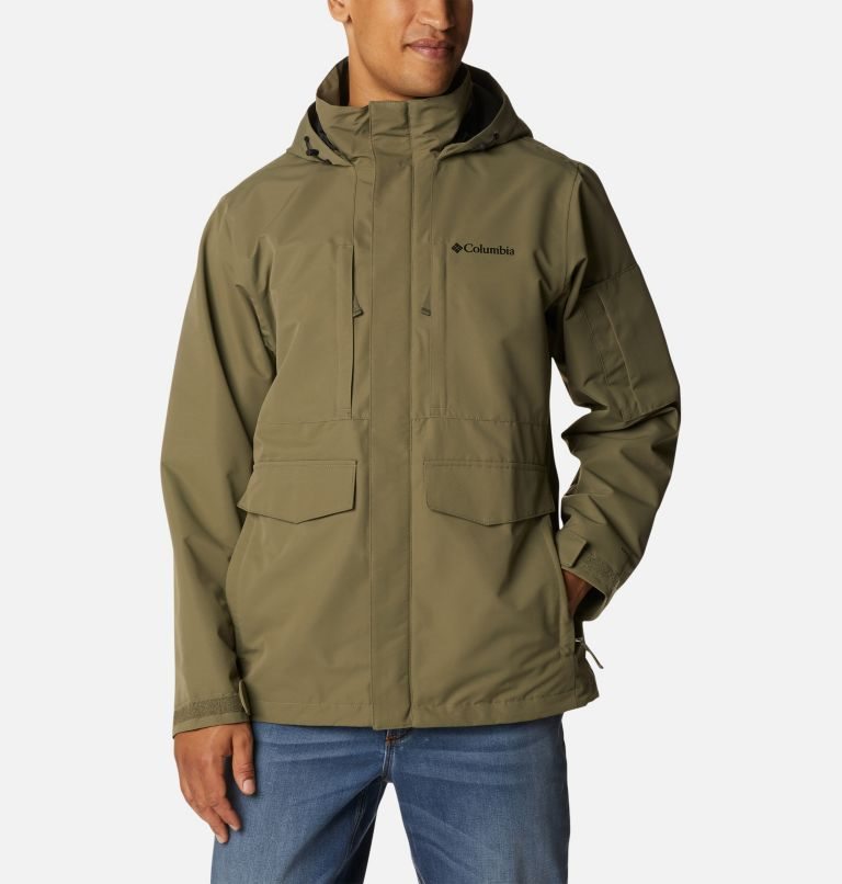 Men\'s Columbia Big Spring Rain Jackets Olive | CA-C0L63