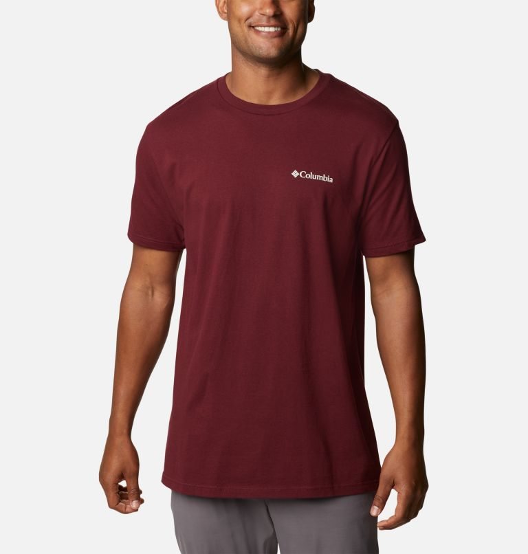 Men's Columbia Bound Graphic T Shirts Burgundy | CA-Z8503