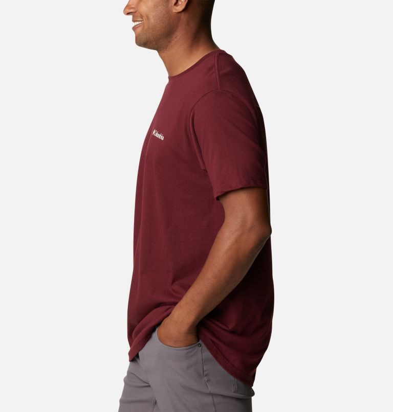 Men's Columbia Bound Graphic T Shirts Burgundy | CA-Z8503