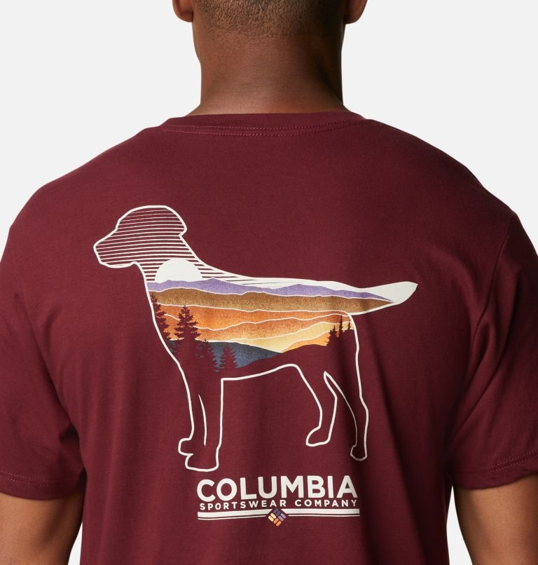 Men's Columbia Bound Graphic T Shirts Burgundy | CA-Z8503