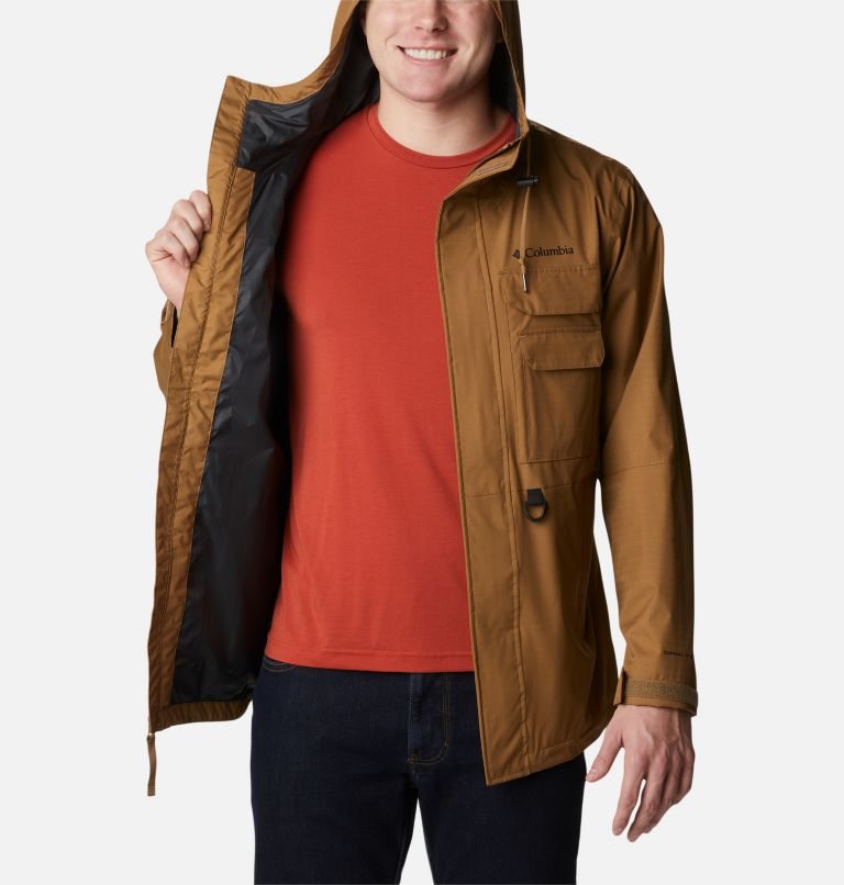 Men's Columbia Buckhollow Rain Jackets Brown | CA-U36AC