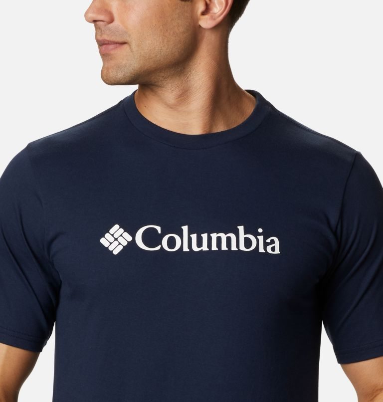 Men's Columbia CSC Basic Logo Short Sleeve T Shirts Navy | CA-F8L1C