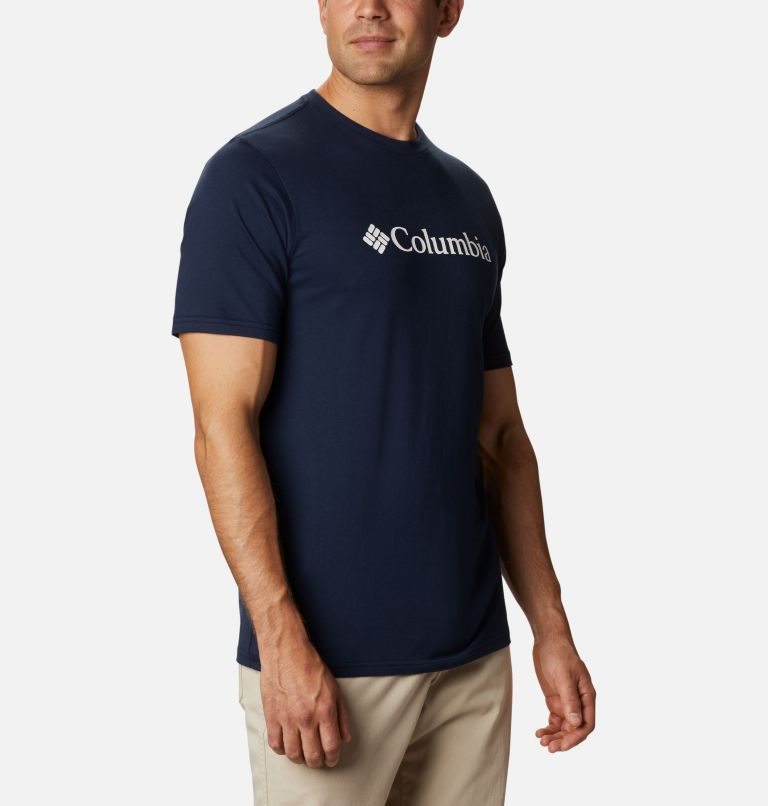 Men's Columbia CSC Basic Logo Short Sleeve T Shirts Navy | CA-F8L1C