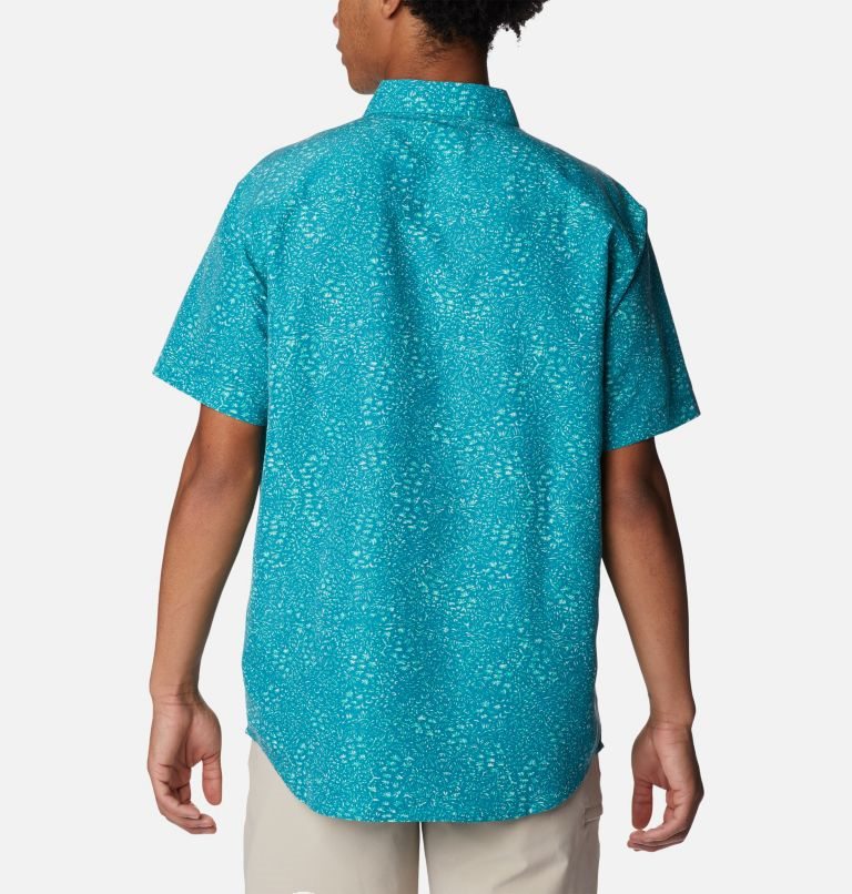 Men's Columbia Captree Island Short Sleeve Shirts Turquoise | CA-O084C