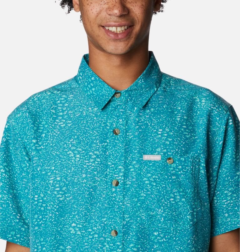 Men's Columbia Captree Island Short Sleeve Shirts Turquoise | CA-O084C