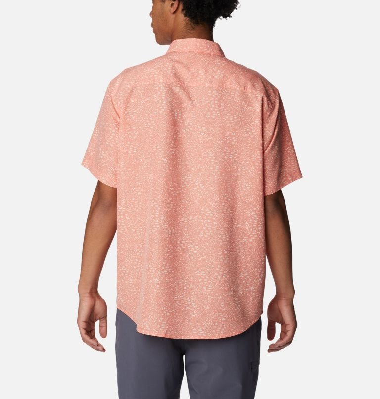 Men's Columbia Captree Island Short Sleeve Shirts Coral | CA-T8C03
