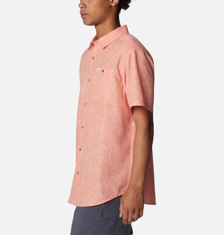 Men's Columbia Captree Island Short Sleeve Shirts Coral | CA-T8C03