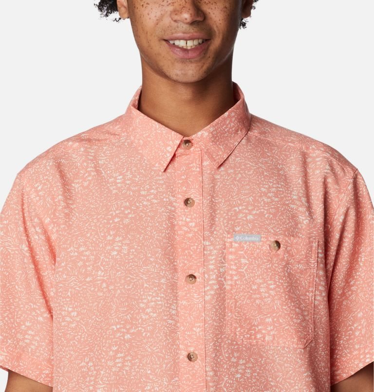 Men's Columbia Captree Island Short Sleeve Shirts Coral | CA-T8C03