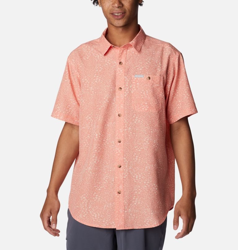 Men\'s Columbia Captree Island Short Sleeve Shirts Coral | CA-T8C03