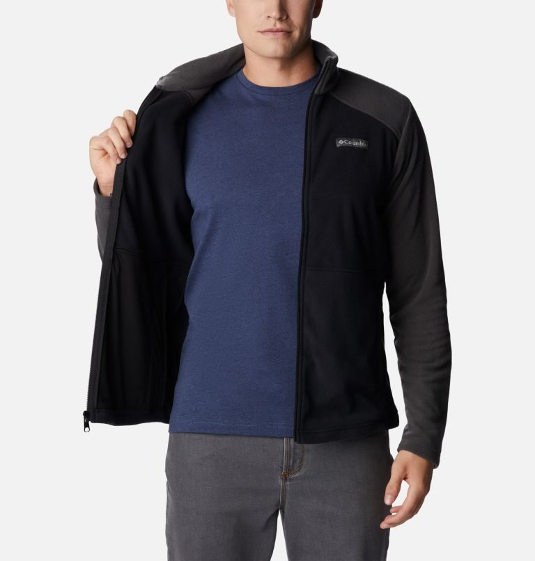 Men's Columbia Castle Dale Full Zip Fleece Jackets Black / Dark Grey | CA-K3840