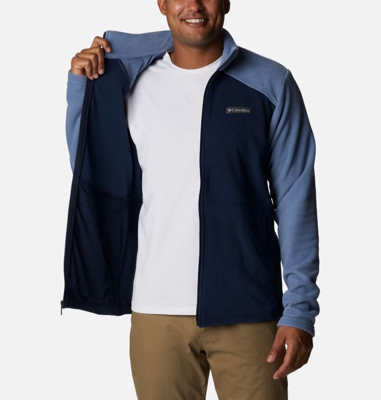 Men's Columbia Castle Dale Full Zip Fleece Jackets Navy | CA-VA534
