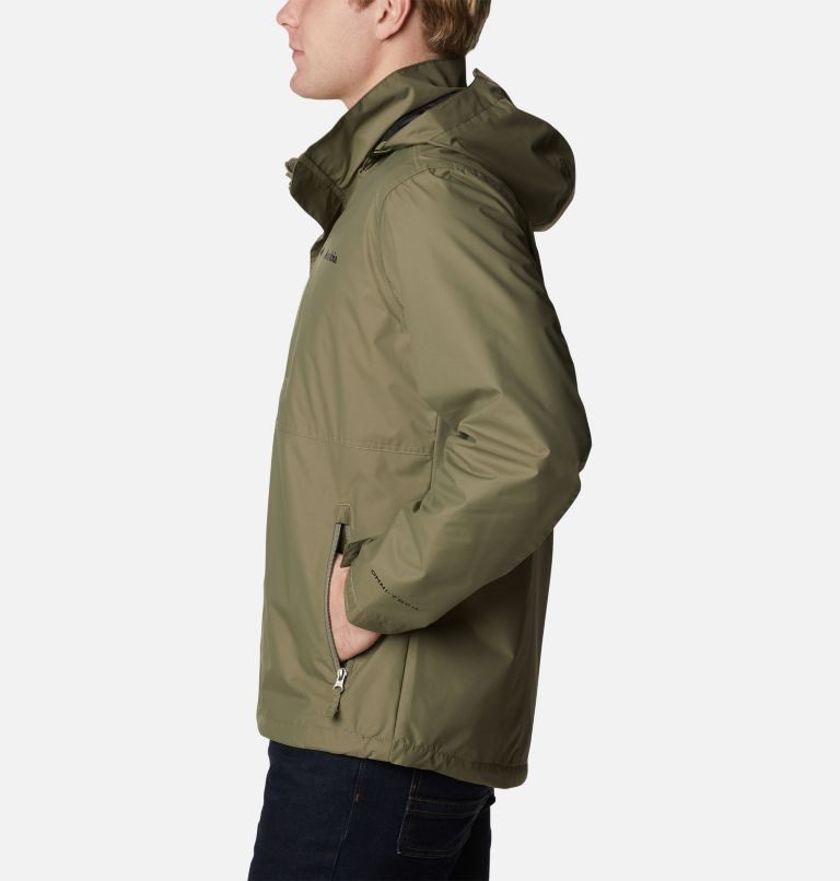 Men's Columbia Cloud Crest Rain Jackets Olive | CA-IC61A