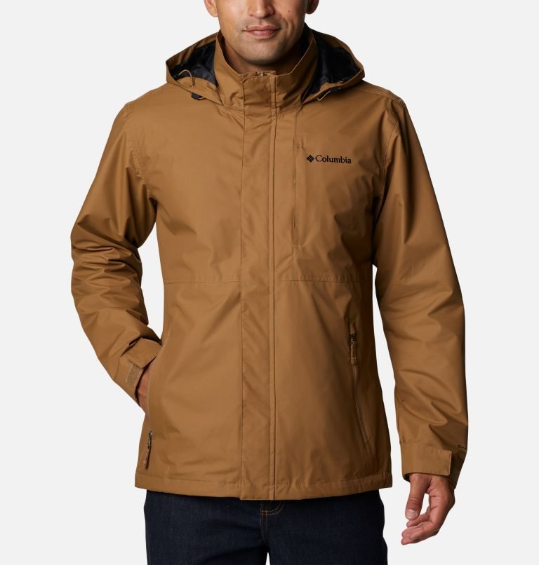 Men\'s Columbia Cloud Crest Rain Jackets Brown | CA-J8A05