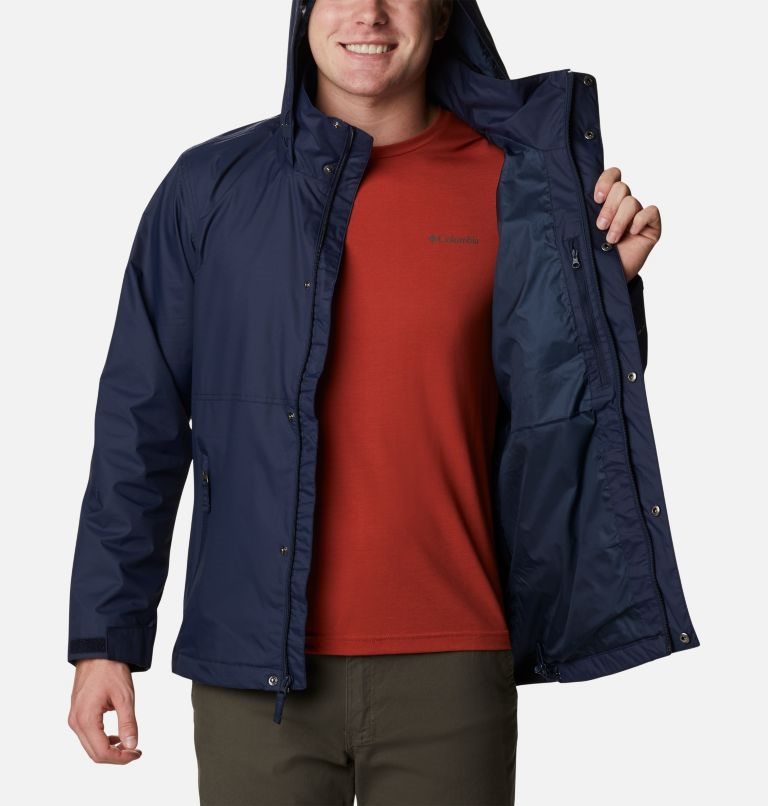Men's Columbia Cloud Crest Rain Jackets Navy | CA-QCL46