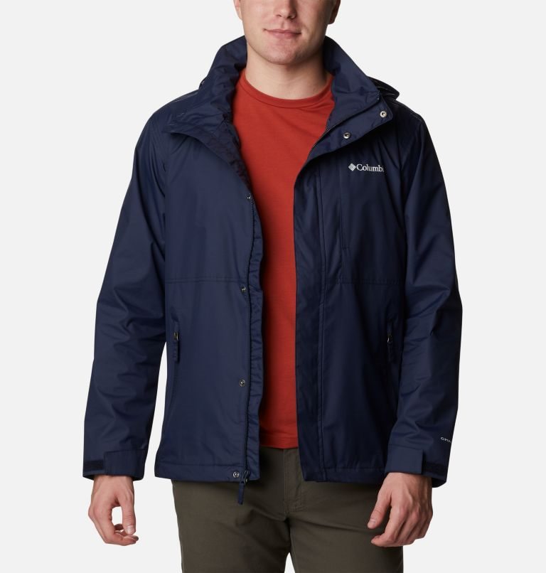 Men's Columbia Cloud Crest Rain Jackets Navy | CA-QCL46