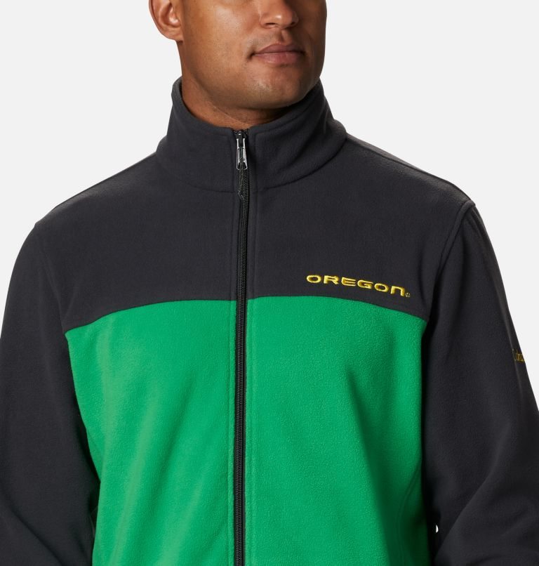 Men's Columbia Collegiate Flanker III - Oregon Fleece Jackets Black / Green | CA-FC613