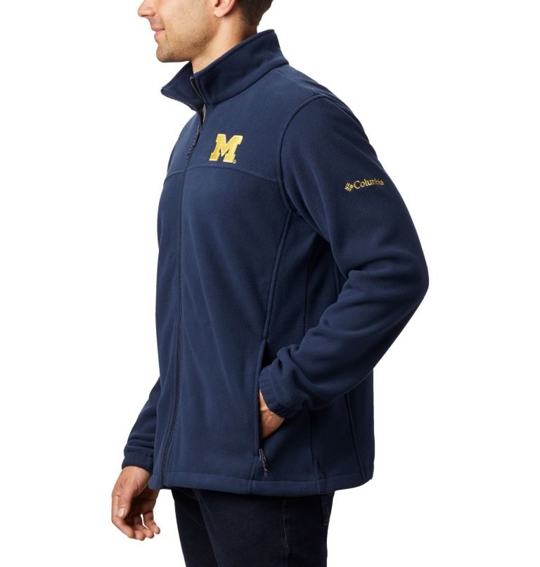 Men's Columbia Collegiate Flanker III - Michigan Fleece Jackets Navy | CA-L8654