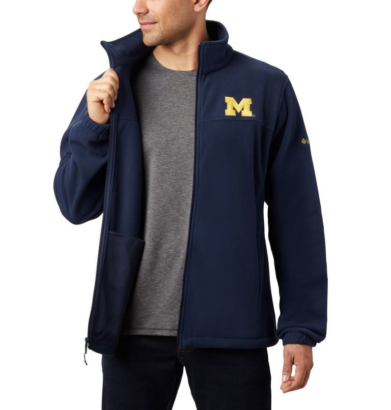 Men's Columbia Collegiate Flanker III - Michigan Fleece Jackets Navy | CA-L8654