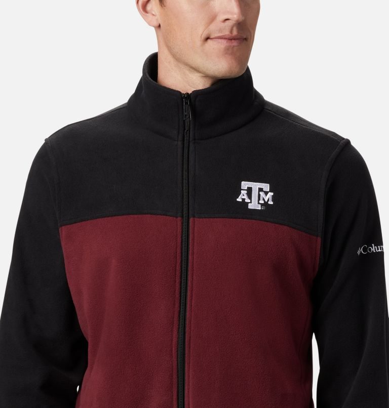 Men's Columbia Collegiate Flanker III - Texas A&M Fleece Jackets Black / Red | CA-R0ALC