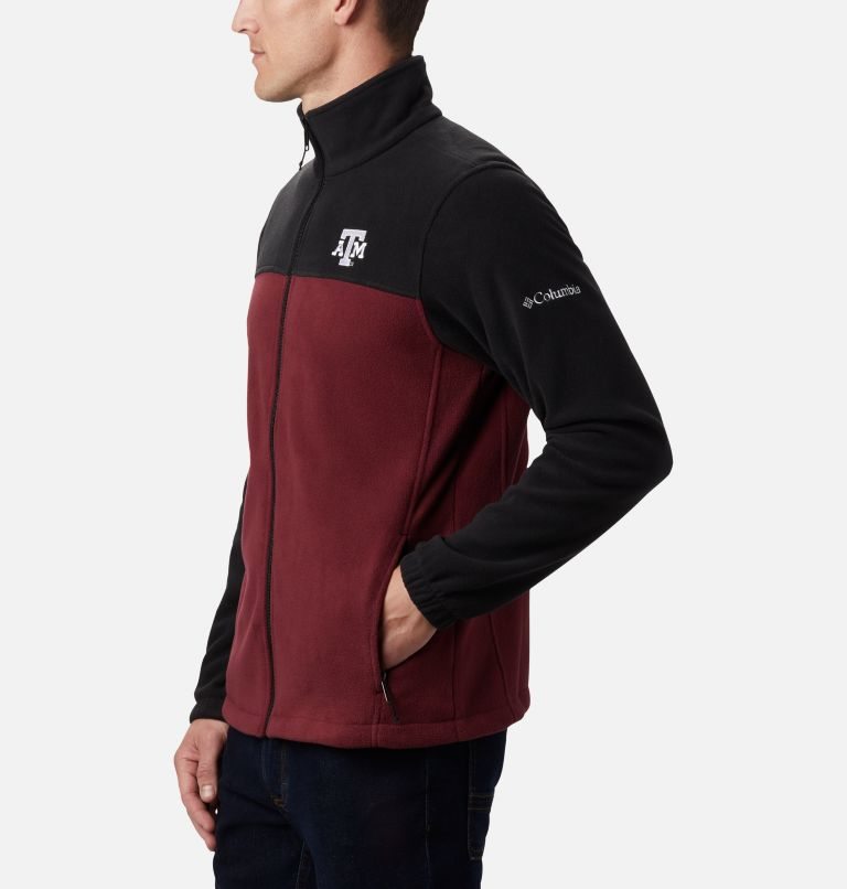 Men's Columbia Collegiate Flanker III - Texas A&M Fleece Jackets Black / Red | CA-R0ALC