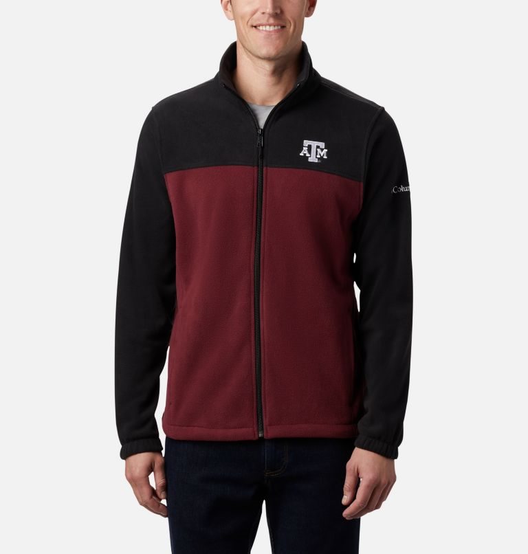 Men\'s Columbia Collegiate Flanker III - Texas A&M Fleece Jackets Black / Red | CA-R0ALC