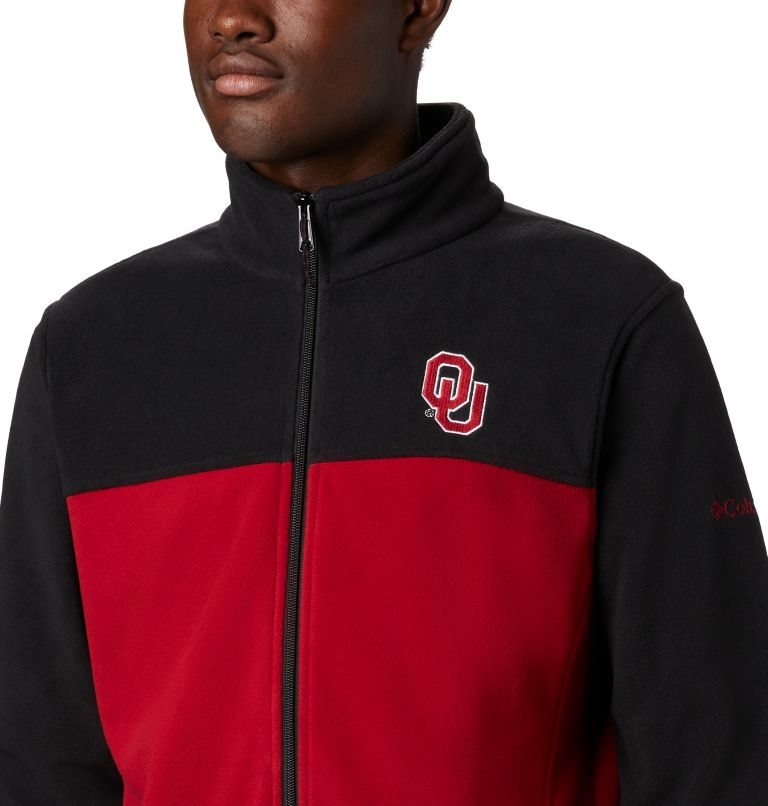 Men's Columbia Collegiate Flanker III - Oklahoma Fleece Jackets Black / Red | CA-W8605
