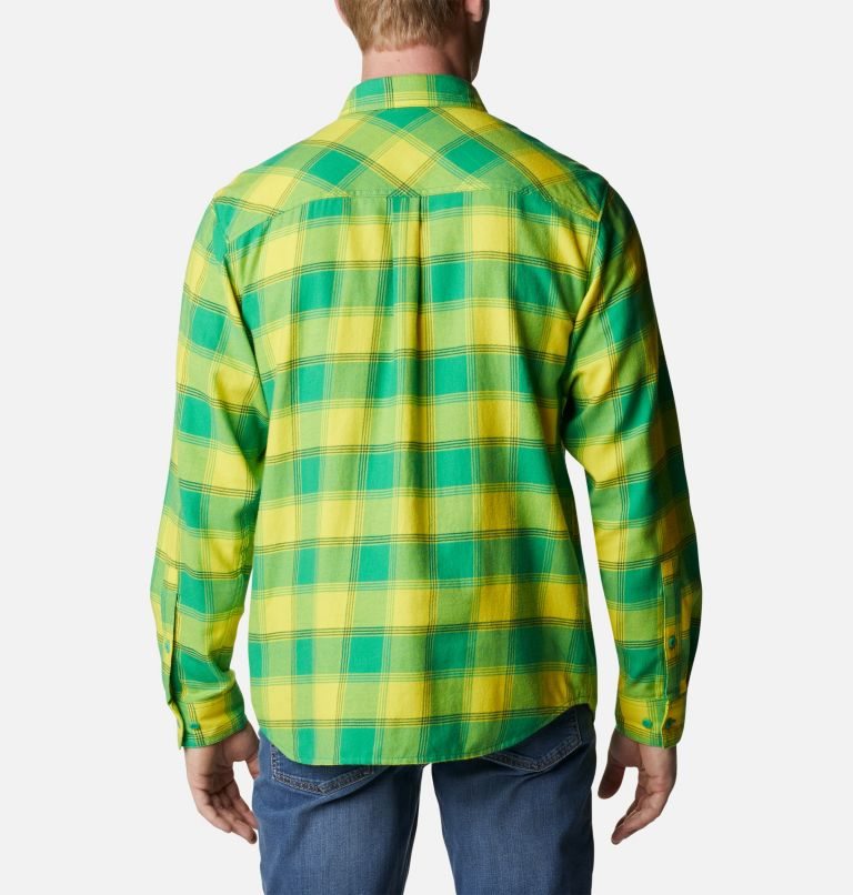 Men's Columbia Collegiate Flare Gun Flannel Long Sleeve - Oregon Shirts Green | CA-BC53A