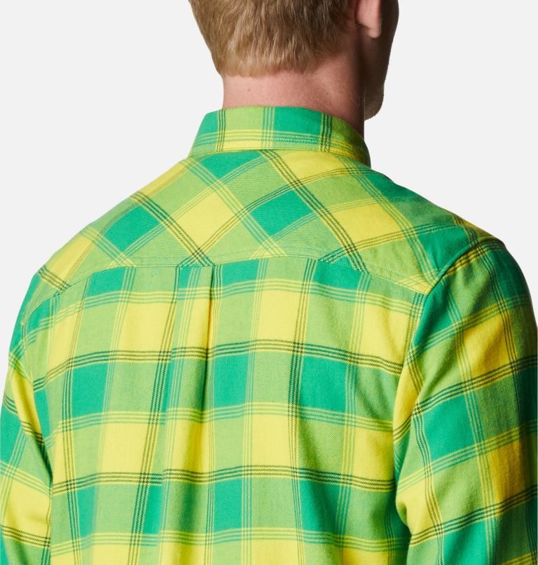 Men's Columbia Collegiate Flare Gun Flannel Long Sleeve - Oregon Shirts Green | CA-BC53A