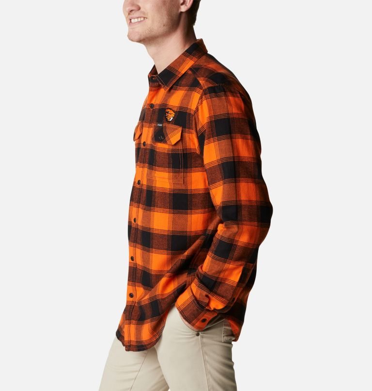 Men's Columbia Collegiate Flare Gun Flannel Long Sleeve - Oregon State Shirts Orange | CA-FC63L