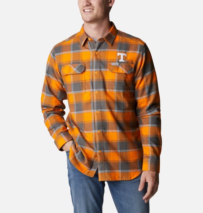 Men's Columbia Collegiate Flare Gun Flannel Long Sleeve - Tennessee Shirts Mango | CA-I51CL