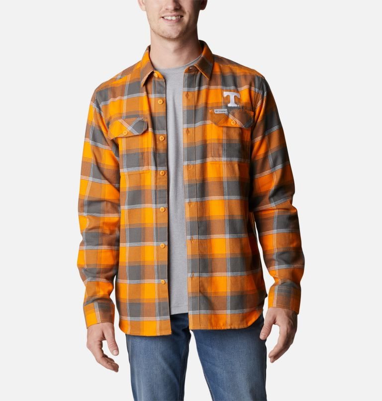 Men\'s Columbia Collegiate Flare Gun Flannel Long Sleeve - Tennessee Shirts Mango | CA-I51CL