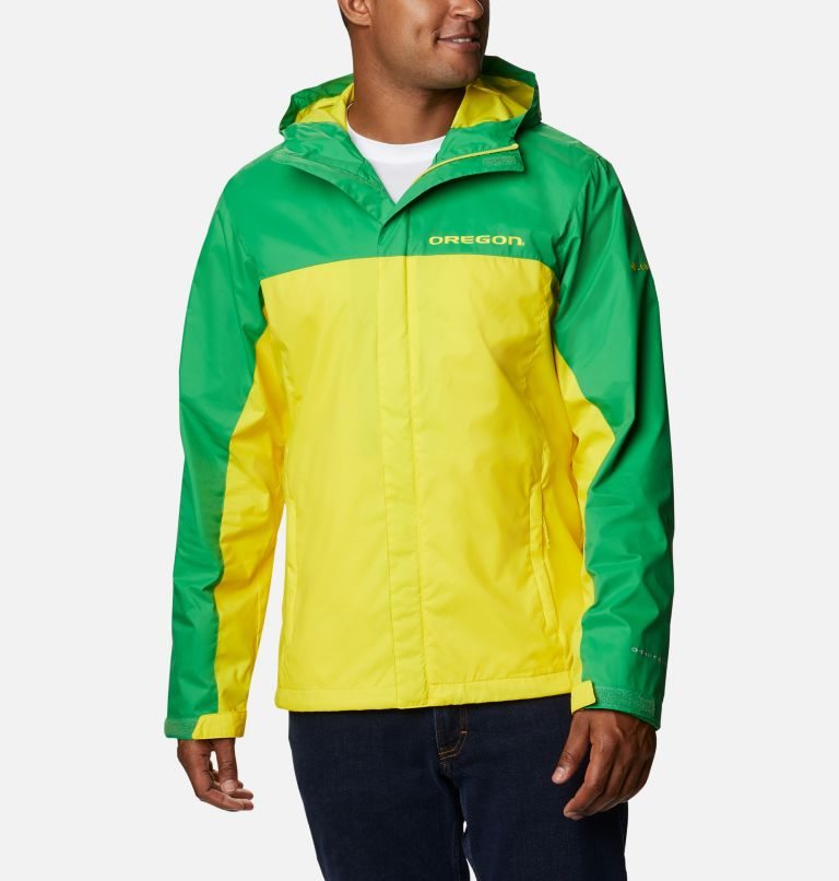 Men\'s Columbia Collegiate Glennaker Storm - Oregon Jackets Green / Yellow | CA-H6AL8