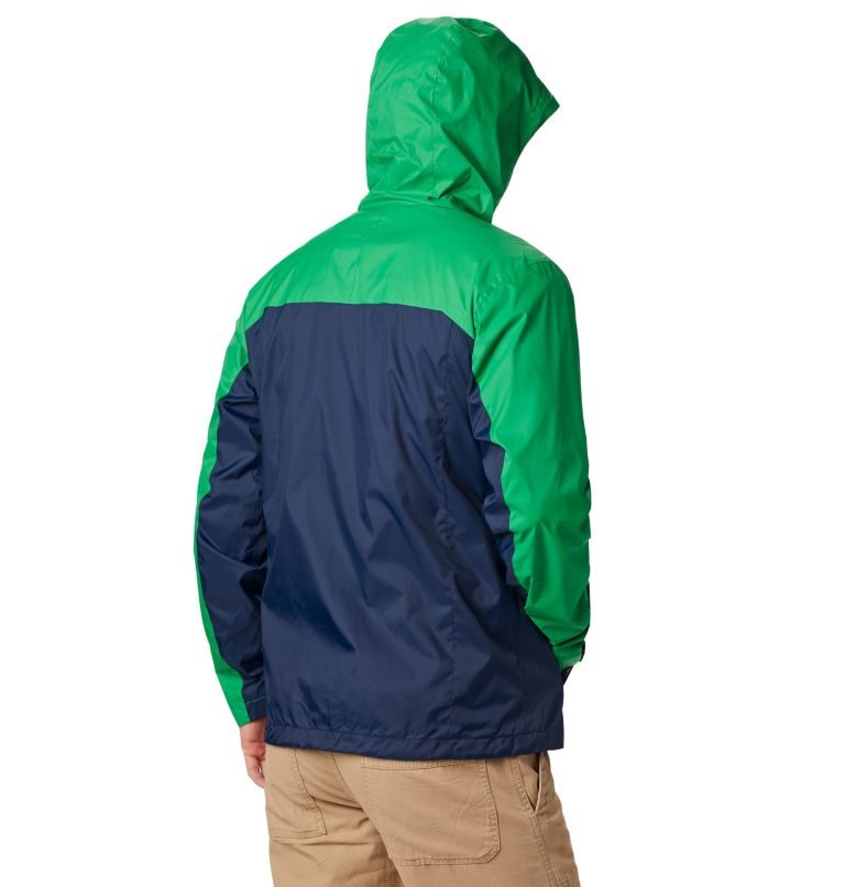Men's Columbia Collegiate Glennaker Storm - Notre Dame Jackets Green / Navy | CA-RAL53