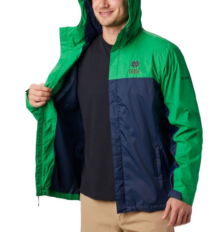 Men's Columbia Collegiate Glennaker Storm - Notre Dame Jackets Green / Navy | CA-RAL53