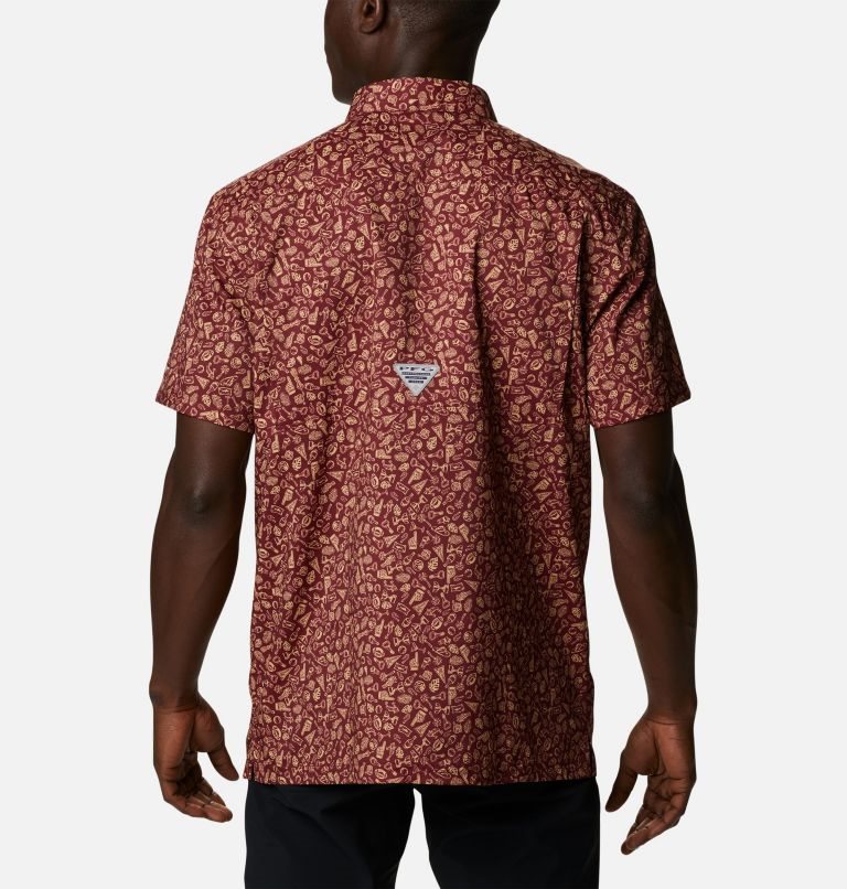 Men's Columbia Collegiate PFG Super Slack Tide - Florida State Shirts Red | CA-K6C3L