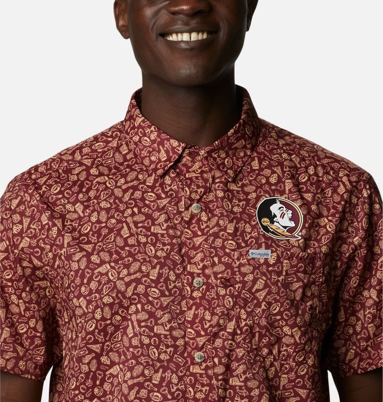 Men's Columbia Collegiate PFG Super Slack Tide - Florida State Shirts Red | CA-K6C3L