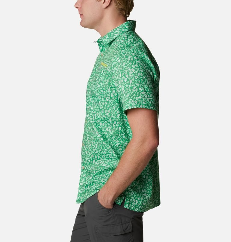 Men's Columbia Collegiate PFG Super Slack Tide - Oregon Shirts Green | CA-R6CL3