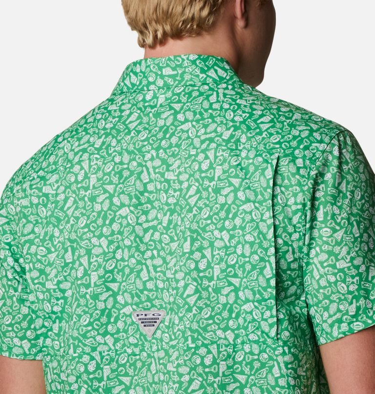Men's Columbia Collegiate PFG Super Slack Tide - Oregon Shirts Green | CA-R6CL3