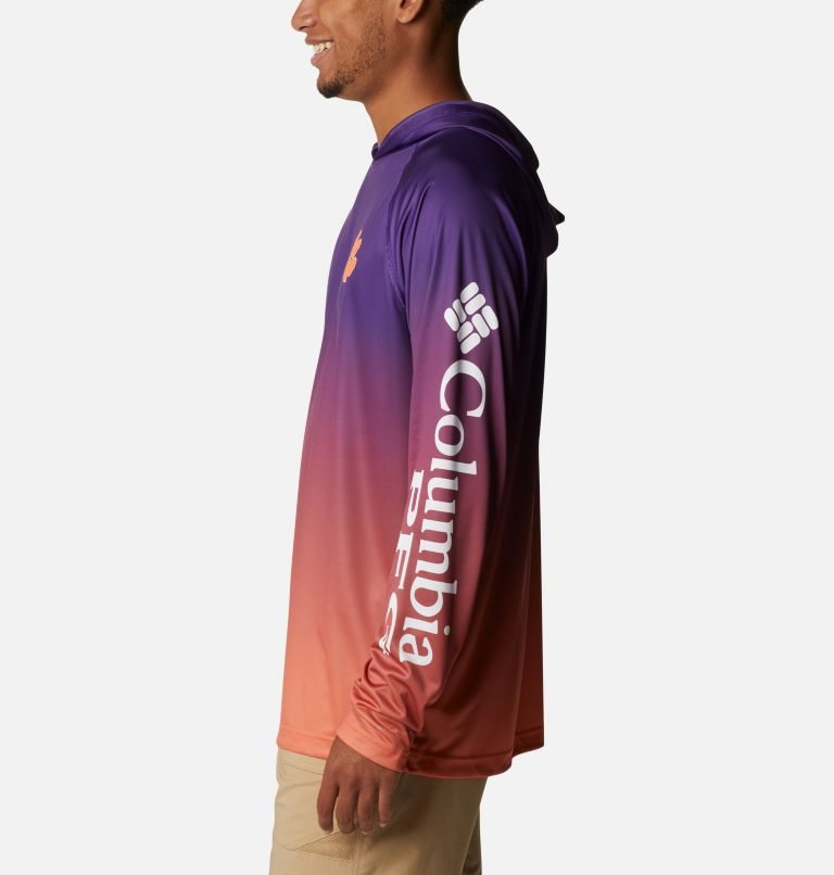 Men's Columbia Collegiate PFG Super Terminal Tackle - Clemson Hoodie Purple | CA-A8306