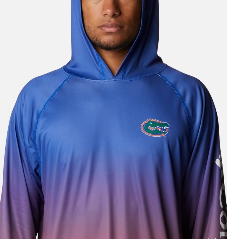 Men's Columbia Collegiate PFG Super Terminal Tackle - Florida Hoodie Blue | CA-H5L30