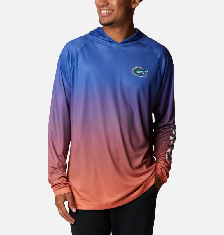 Men\'s Columbia Collegiate PFG Super Terminal Tackle - Florida Hoodie Blue | CA-H5L30