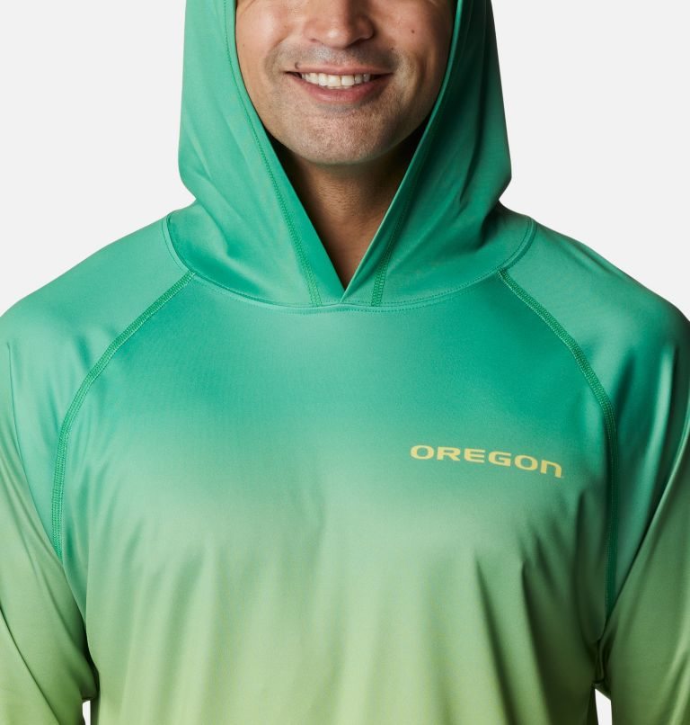 Men's Columbia Collegiate PFG Super Terminal Tackle - Oregon Hoodie Green | CA-I1835