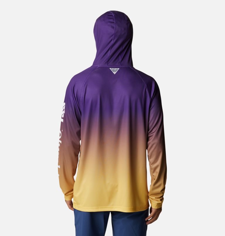 Men's Columbia Collegiate PFG Super Terminal Tackle - LSU Hoodie Purple | CA-OL381