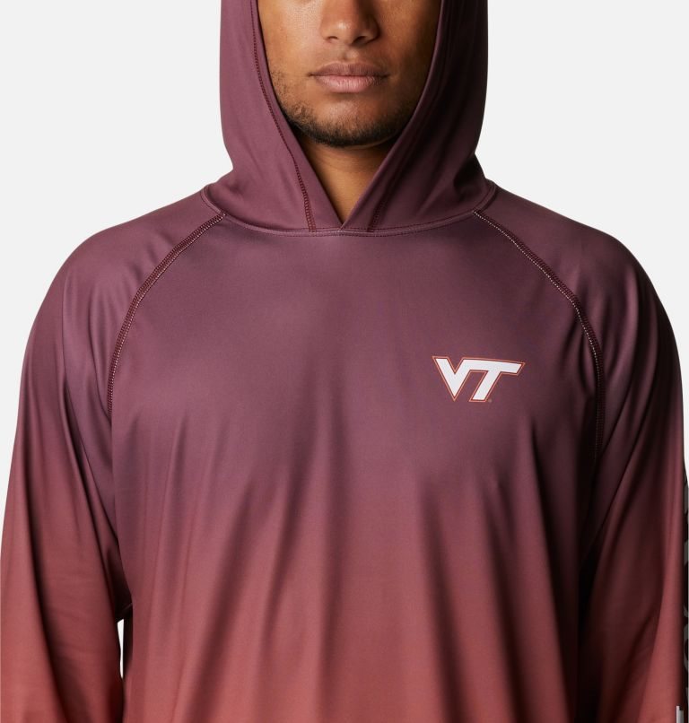 Men's Columbia Collegiate PFG Super Terminal Tackle - Virginia Tech Hoodie Purple / Coral | CA-OL641